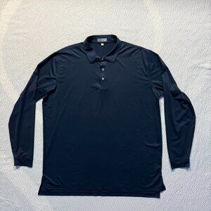 Peter Millar Summer Comfort Polo Shirt XL Navy Long Sleeve Performance Golf